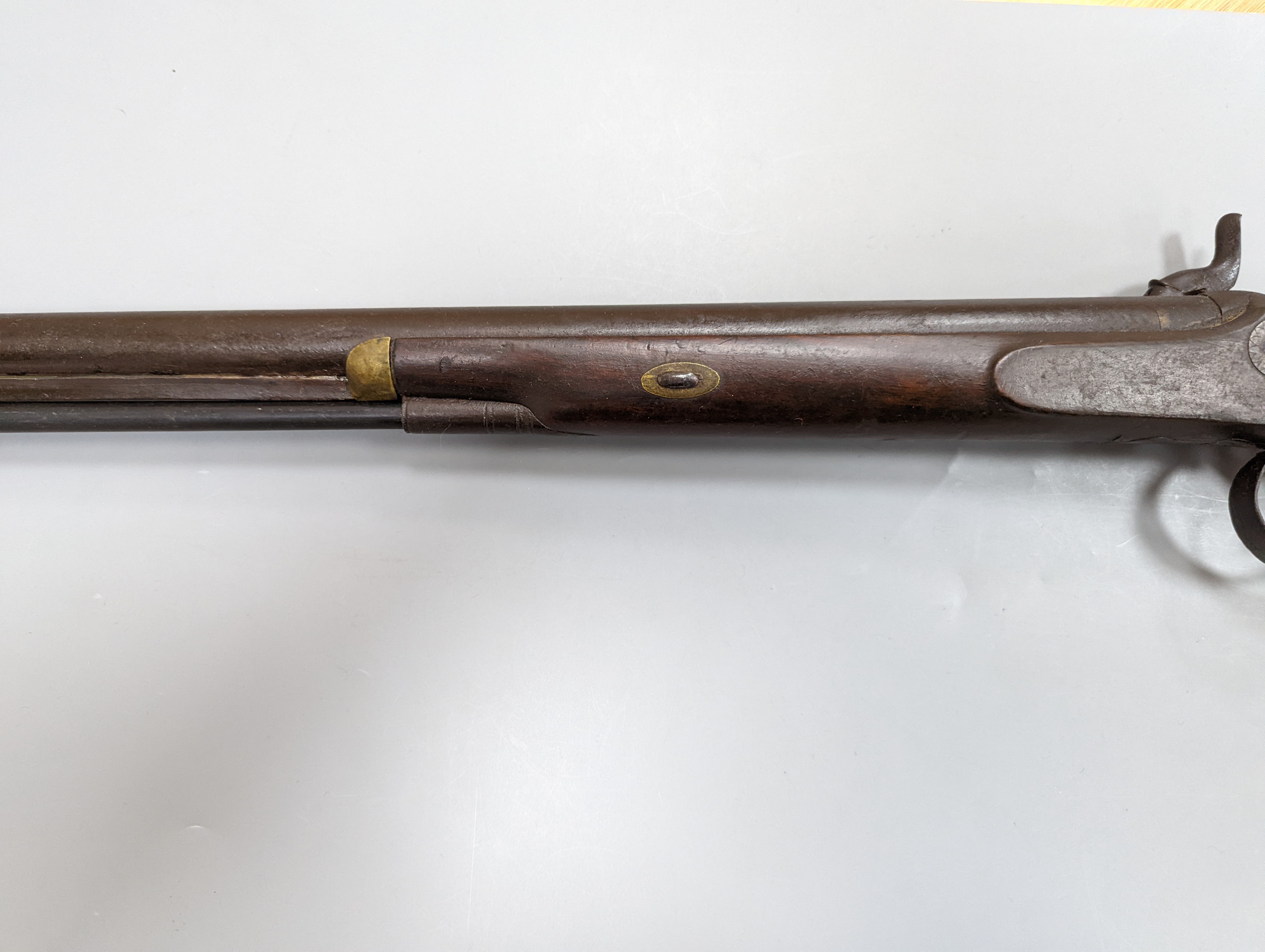 A late 19th/early 20th century percussion cap musket,115 cms long.